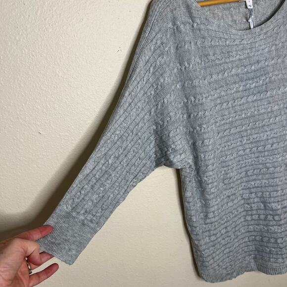 Market & Spruce Cable Knit Dolman Pullover Gray Small - Picture 2 of 8